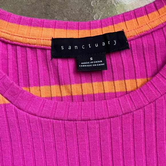 SUMMER SALE: SANCTUARY SIZE SMALL Orange and Pink Striped Knit Mini Dress - Picture 3 of 5